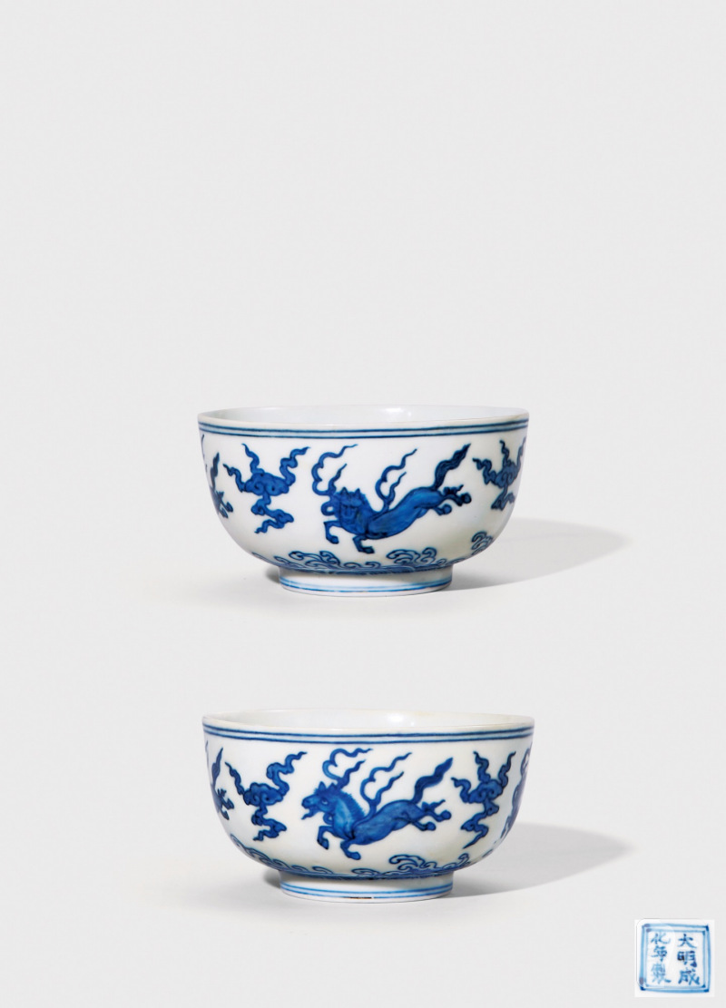 明成化·青花海马图墩式碗